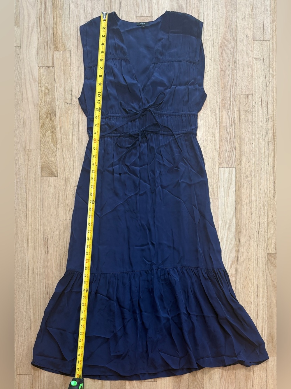 Rails Aletta Dress Admiral Navy Blue Tie Waist V Neck Sleeveless Midi Small S - Picture 8 of 11